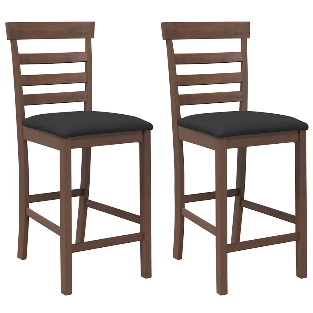 Sgabelli da Bar con Cuscini 2pz Marrone Legno Massello di Hevea 4102538