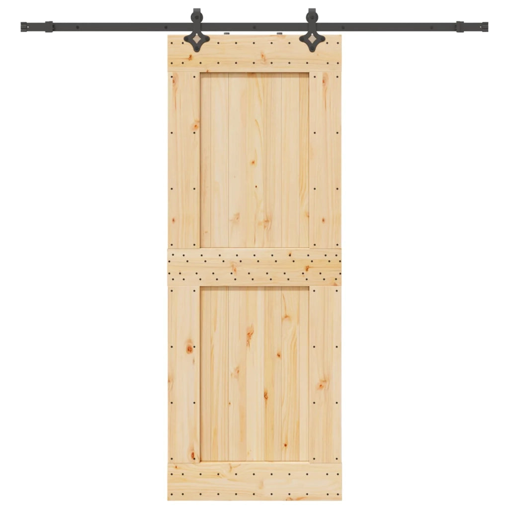 Porta scorrevole NARVIK Naturale e Nero 85 x 210 cm (213,5 cm) 3445331