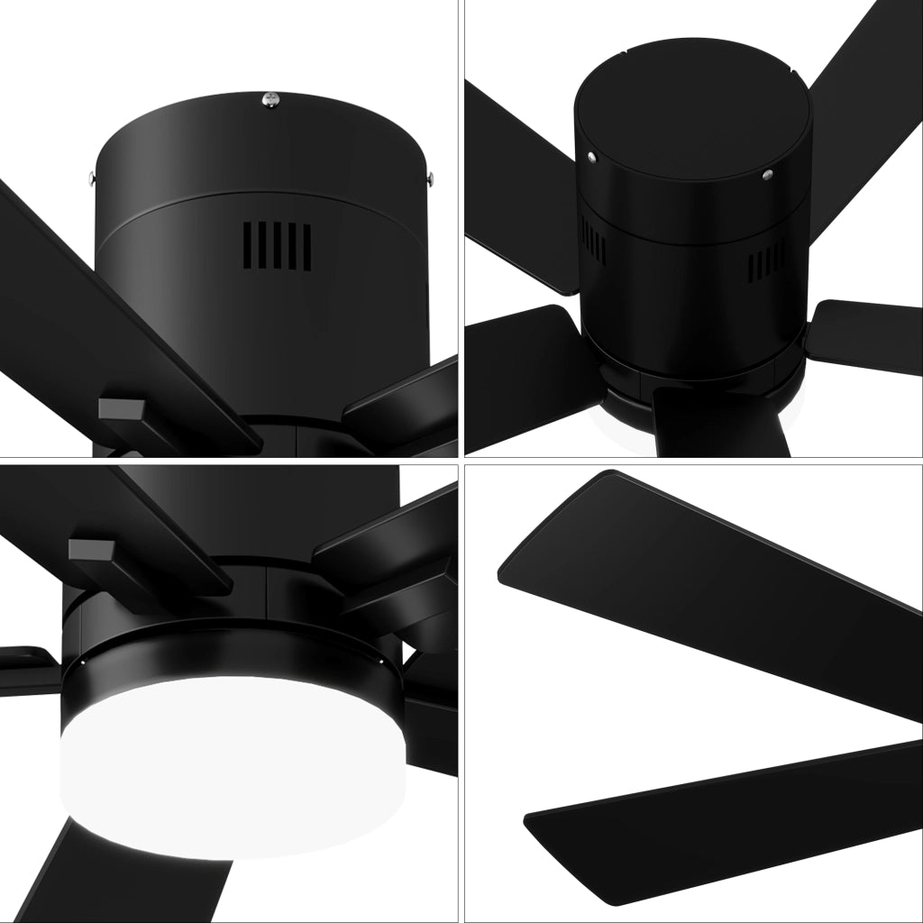 Ventilatore da soffitto nero DC 106;6 cm con luce LED 3000‑6500K; 6 velocità; telecomando; silenzioso per soggiorno camera da letto