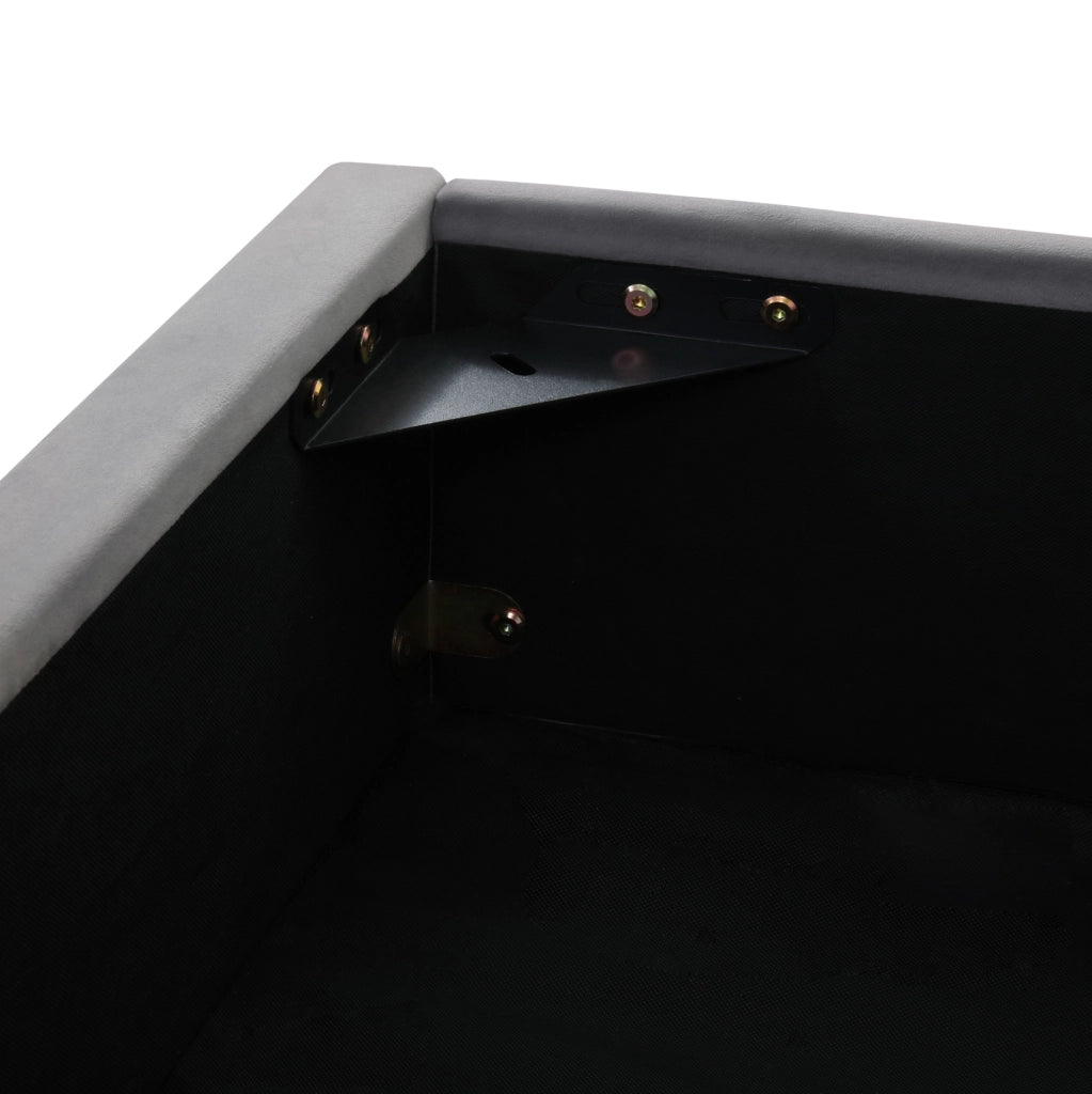 Letto matrimoniale imbottito 180x200 cm grigio con contenitore; lampada da lettura e USB