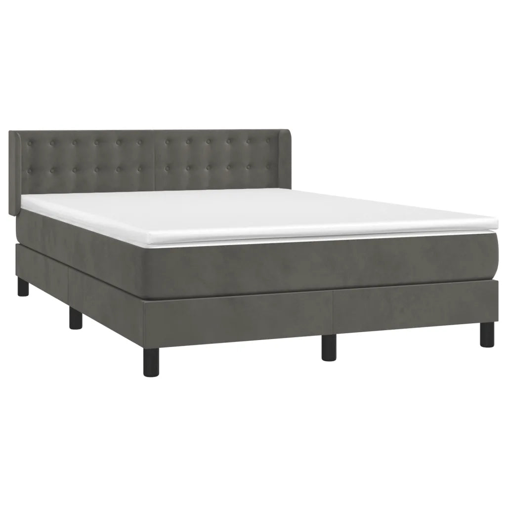 Giroletto a Molle con Materasso Grigio Scuro 140x200 cm Velluto 3131202