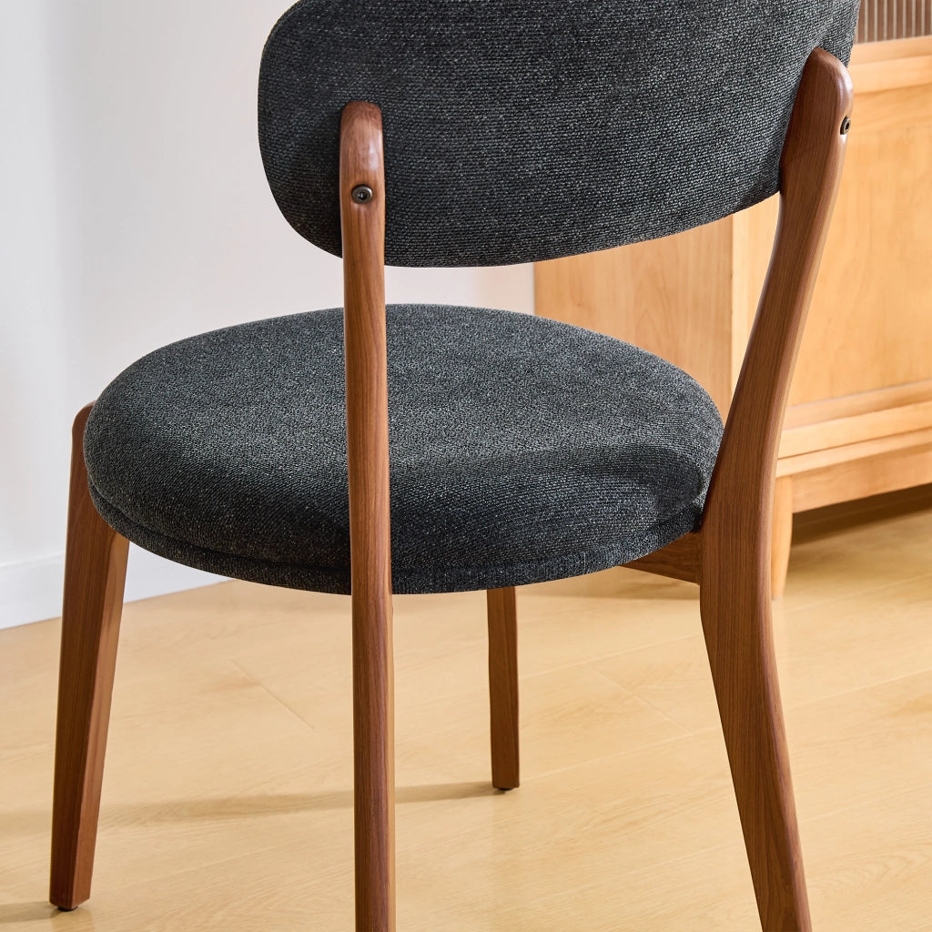 Sedie da pranzo moderne, 2 pezzi in lino nero con struttura in metallo e seduta confortevole