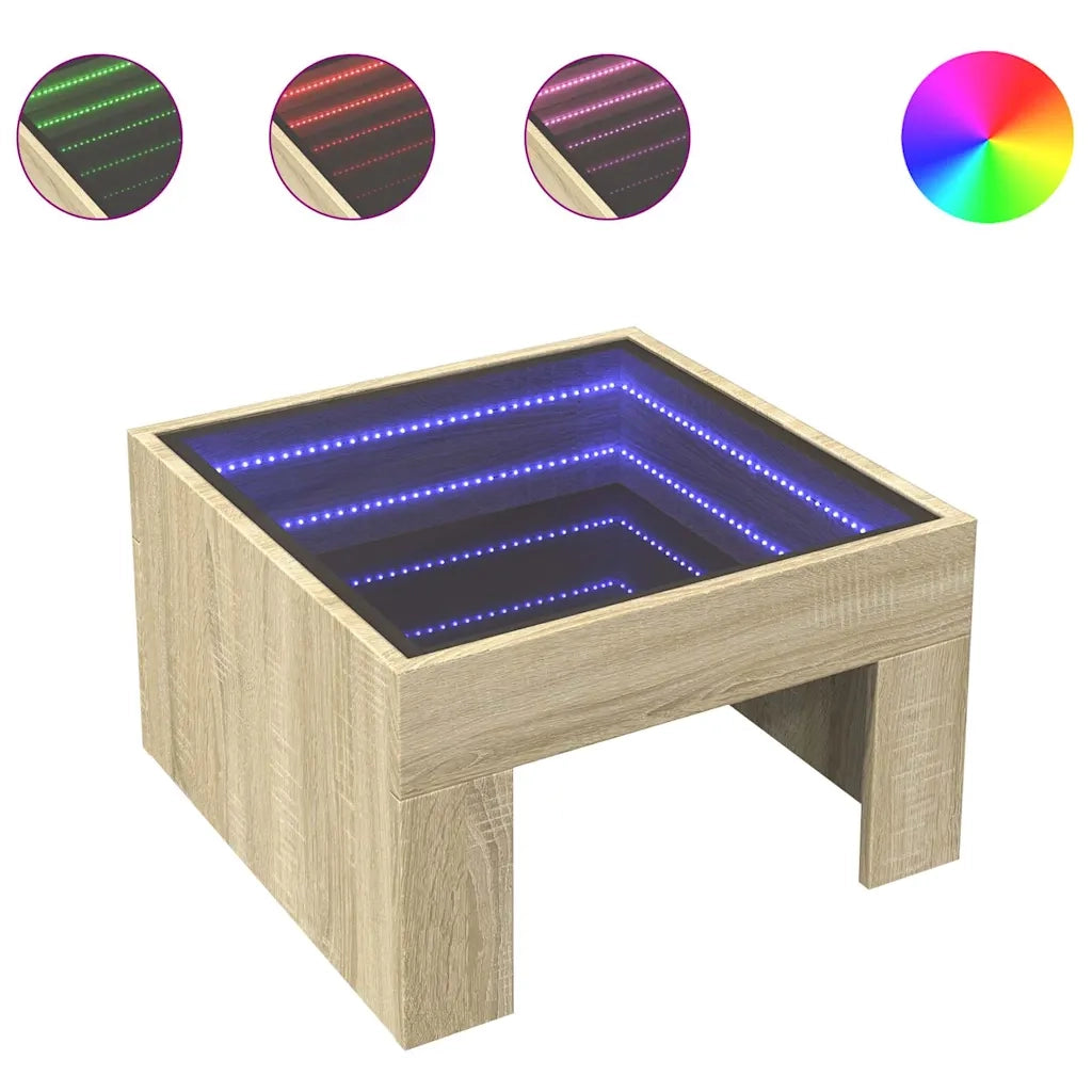 Tavolino da Salotto con LED Infinity Rovere Sonoma 50x50x30 cm 847604