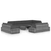Set di mobili da giardino mobili da esterno 10 pezzi con cuscini resina intrecciata grigia 02_0015046