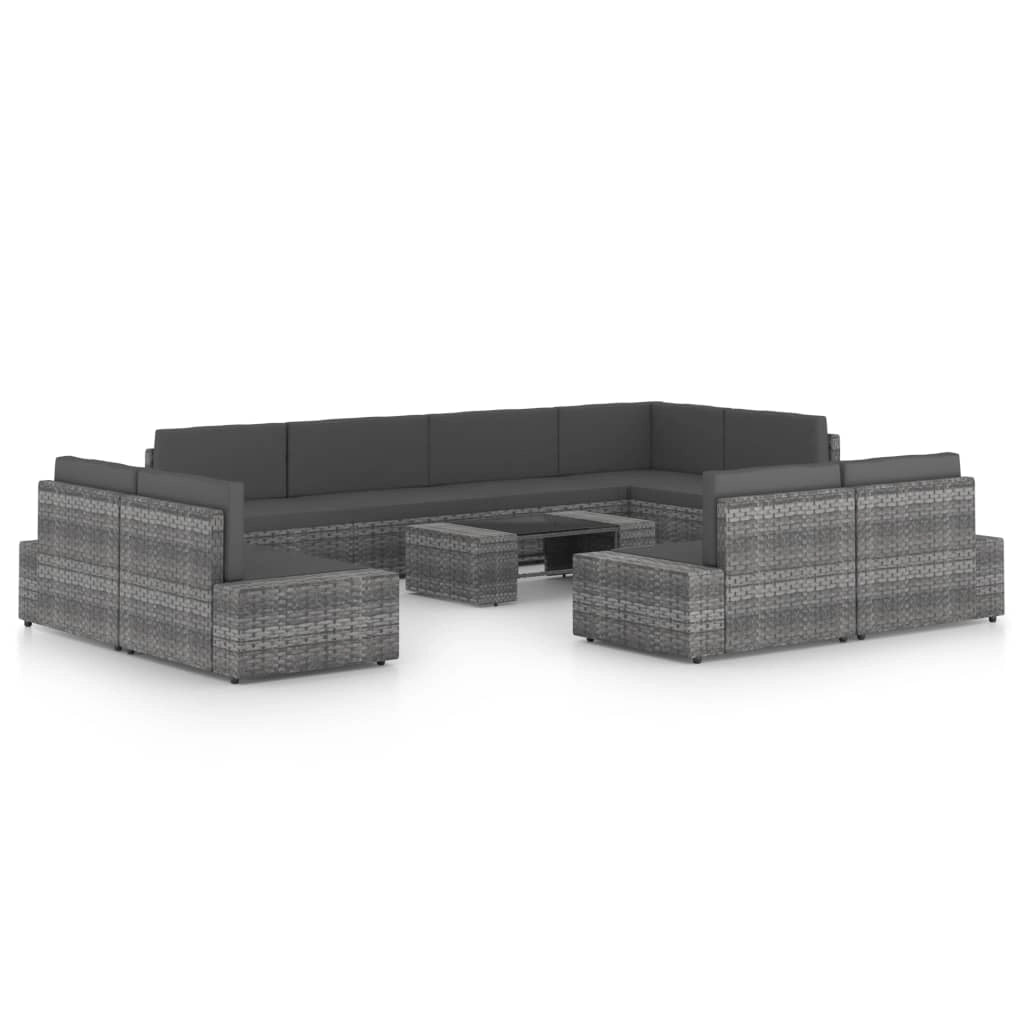 Set di mobili da giardino mobili da esterno 10 pezzi con cuscini resina intrecciata grigia 02_0015046