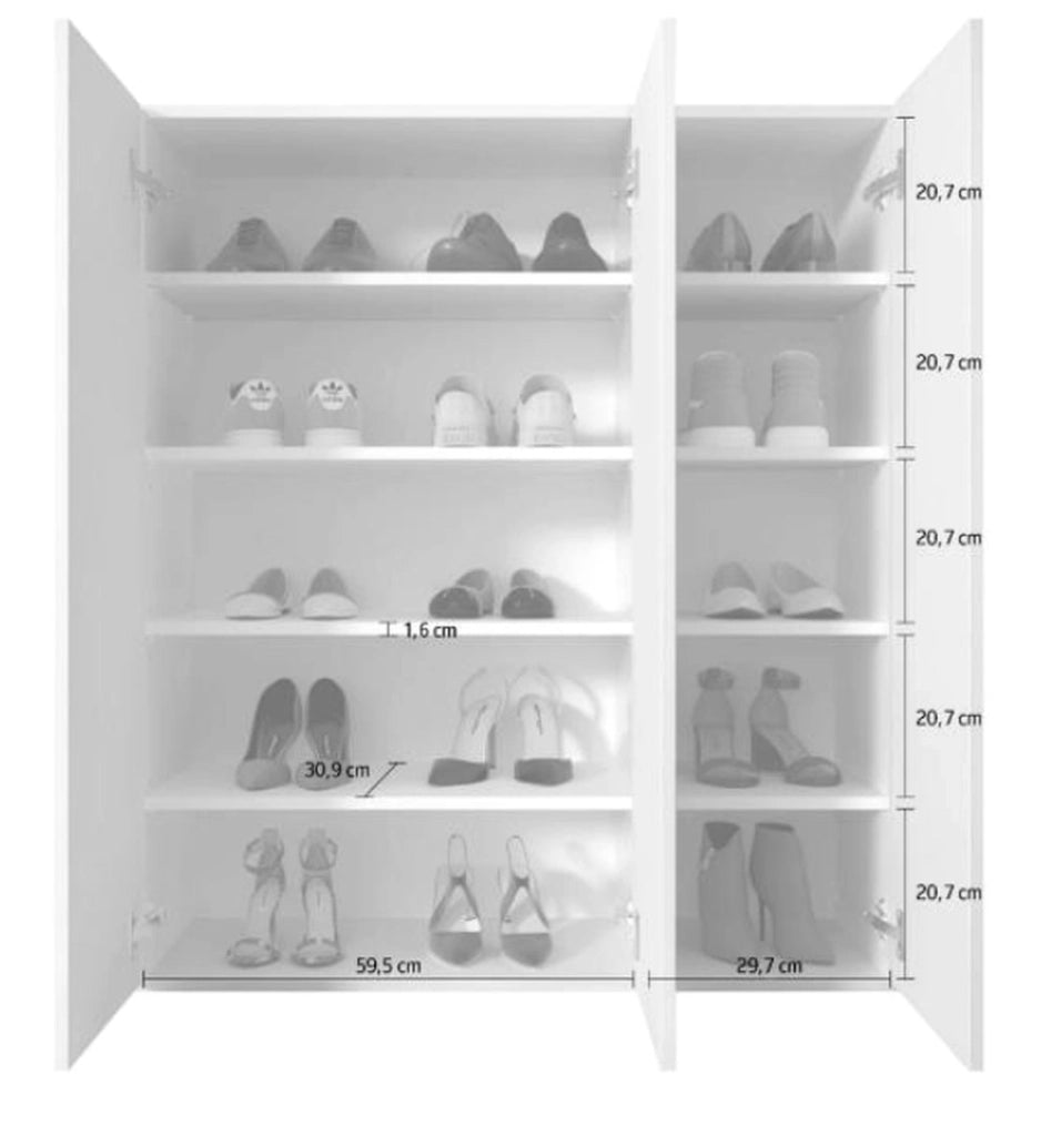Mobile Portascarpe Lauro, Scarpiera 8 Ripiani, 95x35x116h cm Bianco Lucido