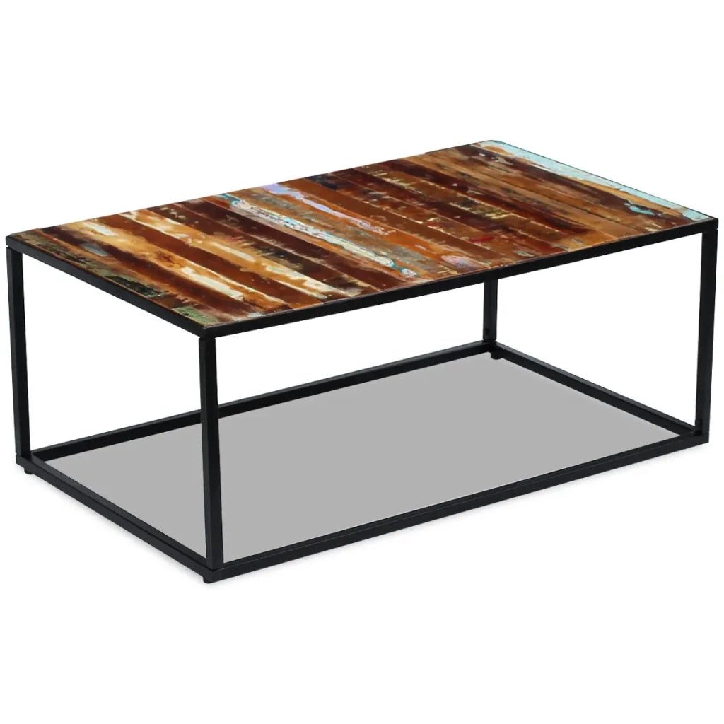 Tavolino da CaffÃ¨ in Legno Massello Recuperato 100x60x40 cm