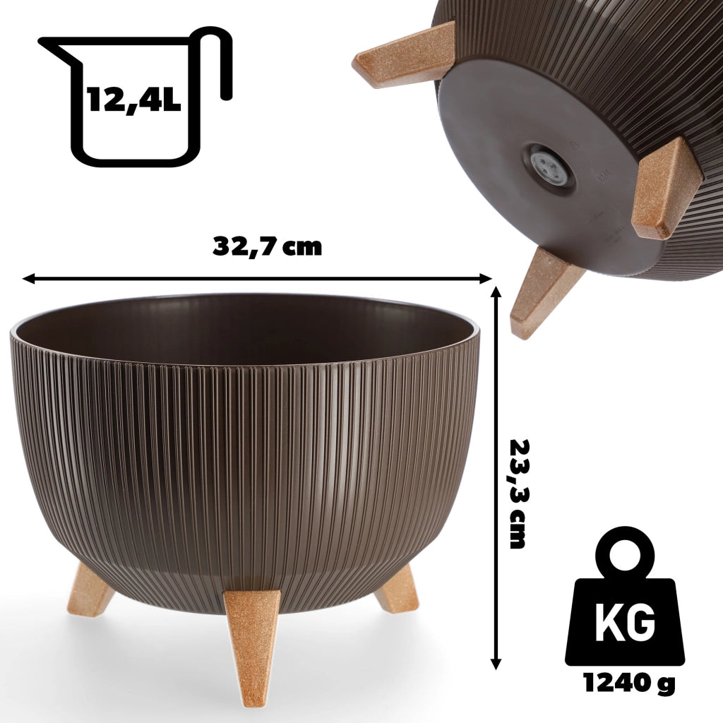 Vaso da giardino KADAX con gambe per fiori, grande ciotola rotonda da 33 cm