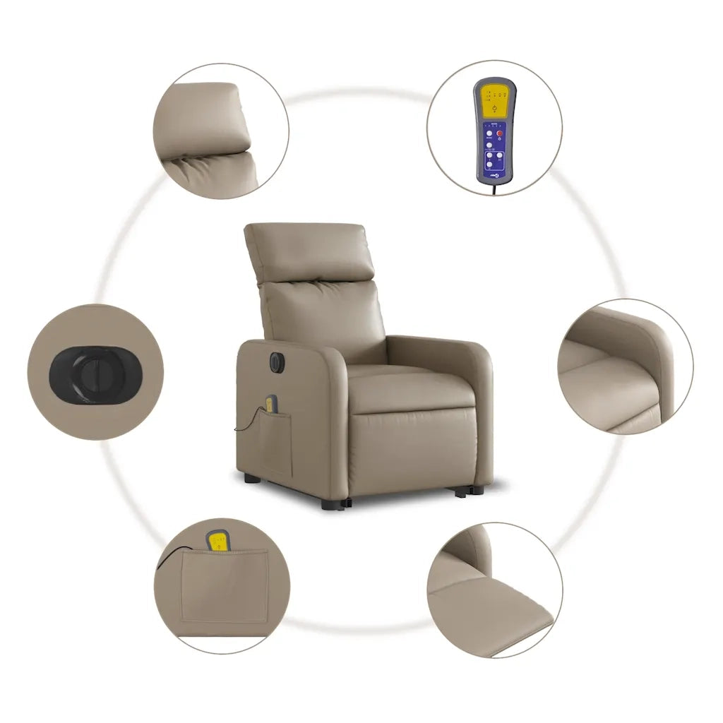 Poltrona Alzapersona Massaggio Elettrica Cappuccino Similpelle 3206776