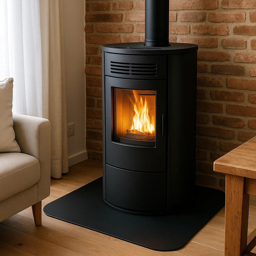Pedana salva pavimento in lamiera stufa a pellet protezione cenere fuliggine *** misure 700 x 600 mm (quadrata), conf...