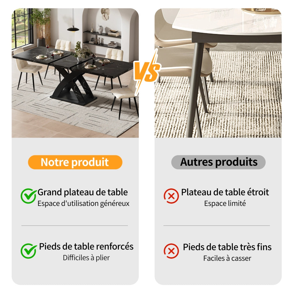 Tavolo allungabile con piano in MDF e struttura in metallo con guide nascoste per cucina soggiorno e balcone nero
