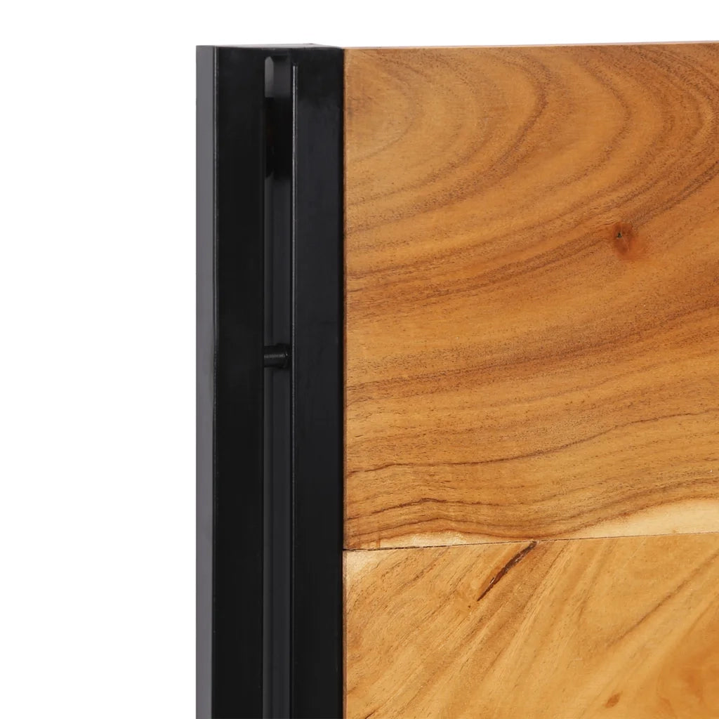 Testiera 120 cm in Legno Massello di Acacia e Ferro