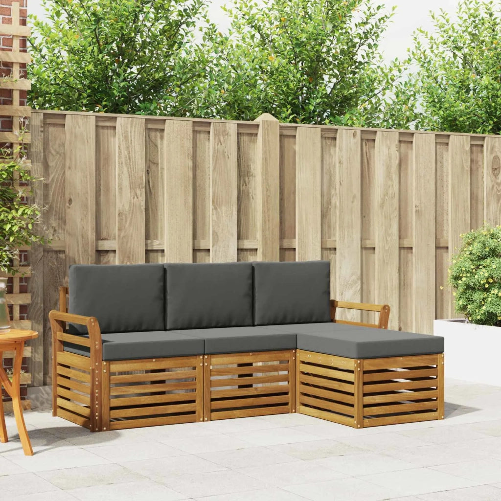 Set di divani da esterno con cuscino 4 pcs Naturale e Antracite 3374612