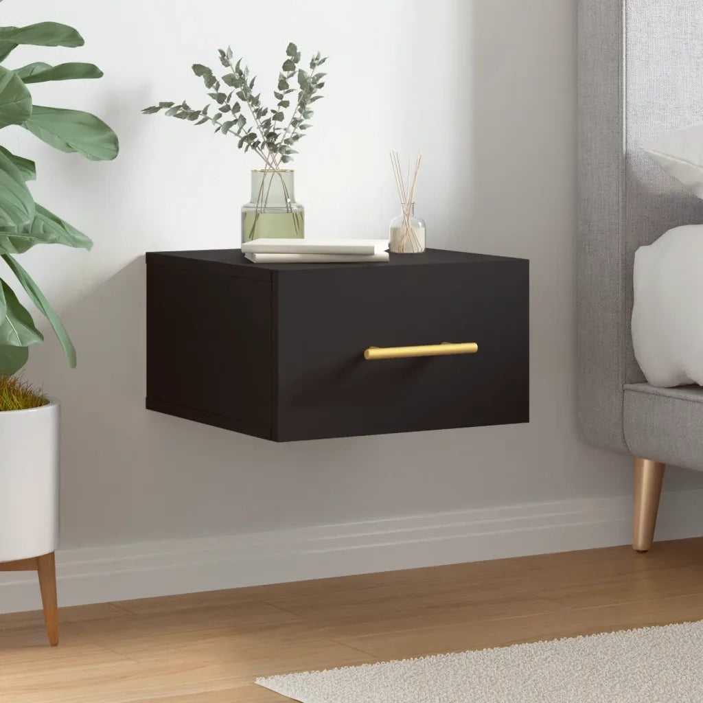 Comodino a Muro Nero 35x35x20 cmcod mxl 127551
