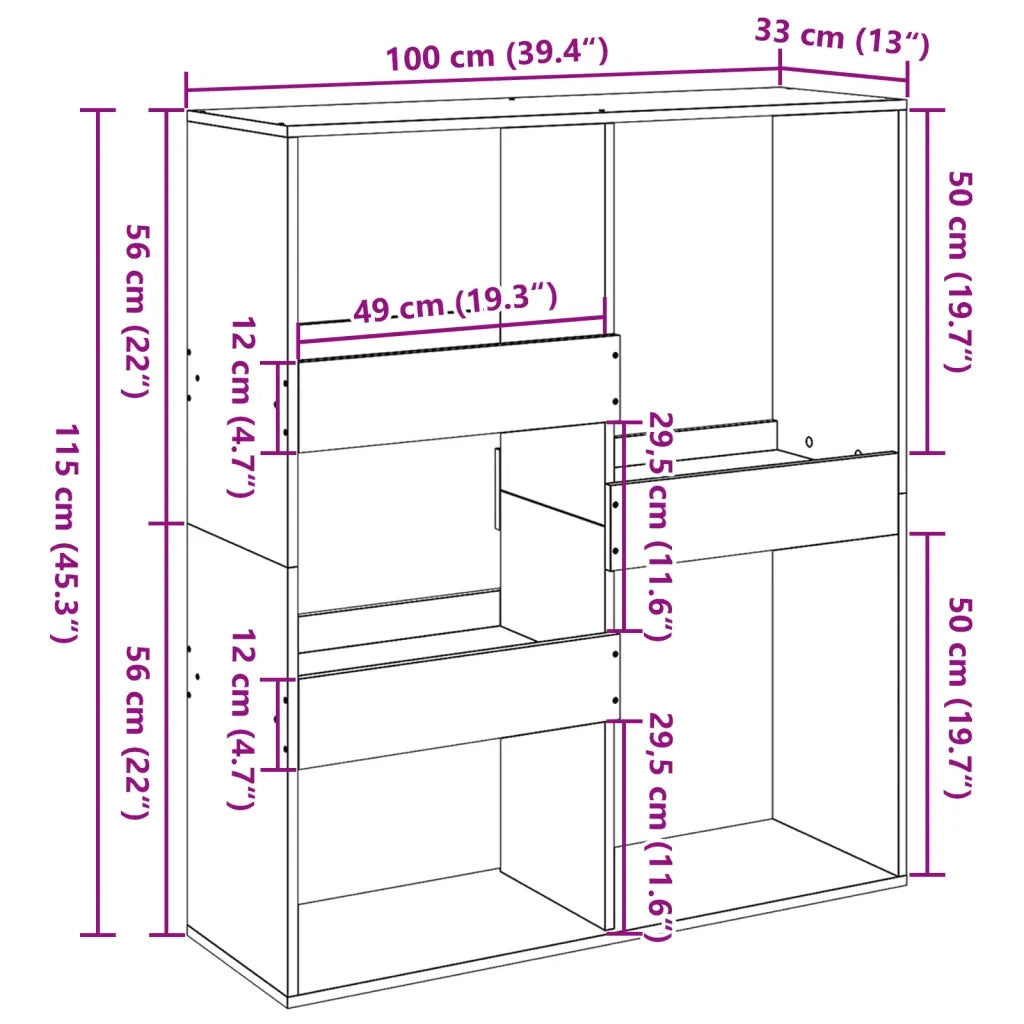 vidaXL Libreria/Divisorio Nero 100x33x115 cm