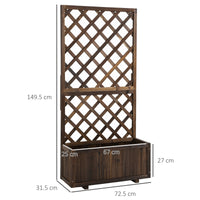 Fioriera da Giardino con Traliccio 72,5x31,5x149,5 cm in Legno di Abete Carbonizzato