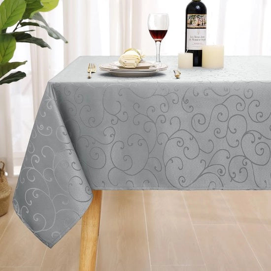 Tavolino Quadrato Coperta di Cucina Grigia 100x140 cm Disegno Jacquard Lavabile e Facile da Pulire
