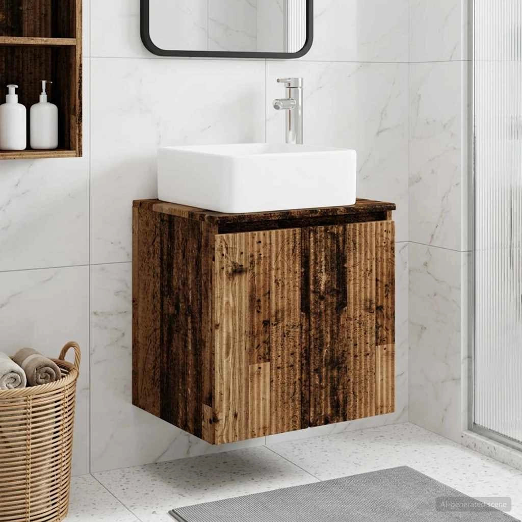 Mobile Lavabo da Parete Legno antico 53 x 35 x 63 cm 890430