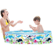 Trade Shop - Piscina Rotonda 120x25 Cm Motivo Fondo Del Mare Per Bambini Giardino Estate 016092 -