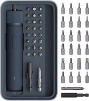 Set di chiavi a batterie elettrica con 3 combinazioni regolabili, luce LED rotonda, set di chiavi a batteria, 26 bit in acciaio S2, batteria 1500 mAh, ricarica USB-C, contenitore di conservazione