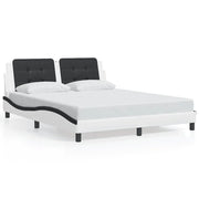 Letto matrimoniale | Letto per adulti | Giroletto senza Materasso Zadar Nero e Bianco 160x200 cm in Similpelle