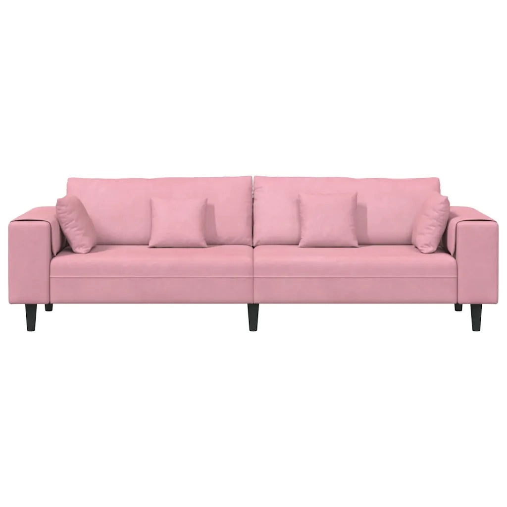vidaXL Divano in Velluto con cuscino Rosa 209 cm Velluto