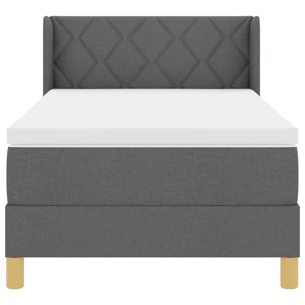 Letto a molle con materasso Grigio scuro 190 x 90 cm Poliestere