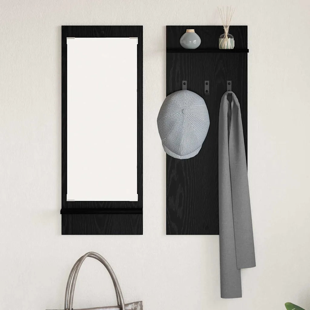 Appendiabiti a muro con lo scaffale Rovere Nero 70 x 10 x 90 cm 874524