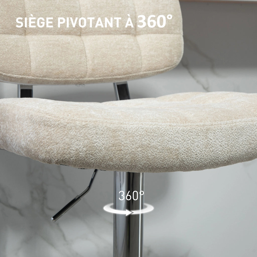 Sgabelli da bar con schienale, regolabili e poggiapiedi ¨C zephmum ¨C Struttura metallo, beige