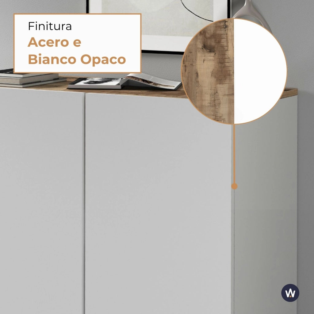 WHOUS Armadio multiuso Easy a 2 ante acero e bianco opaco 79,20x38x92,5 cm