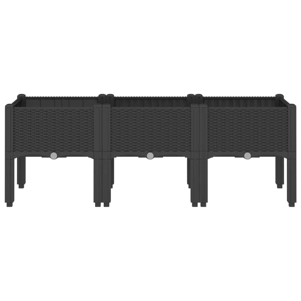 Fioriera rialzata per piante fiori patio giardino con gambe 120 x 40 x 42 cm PP nero 02_0038152