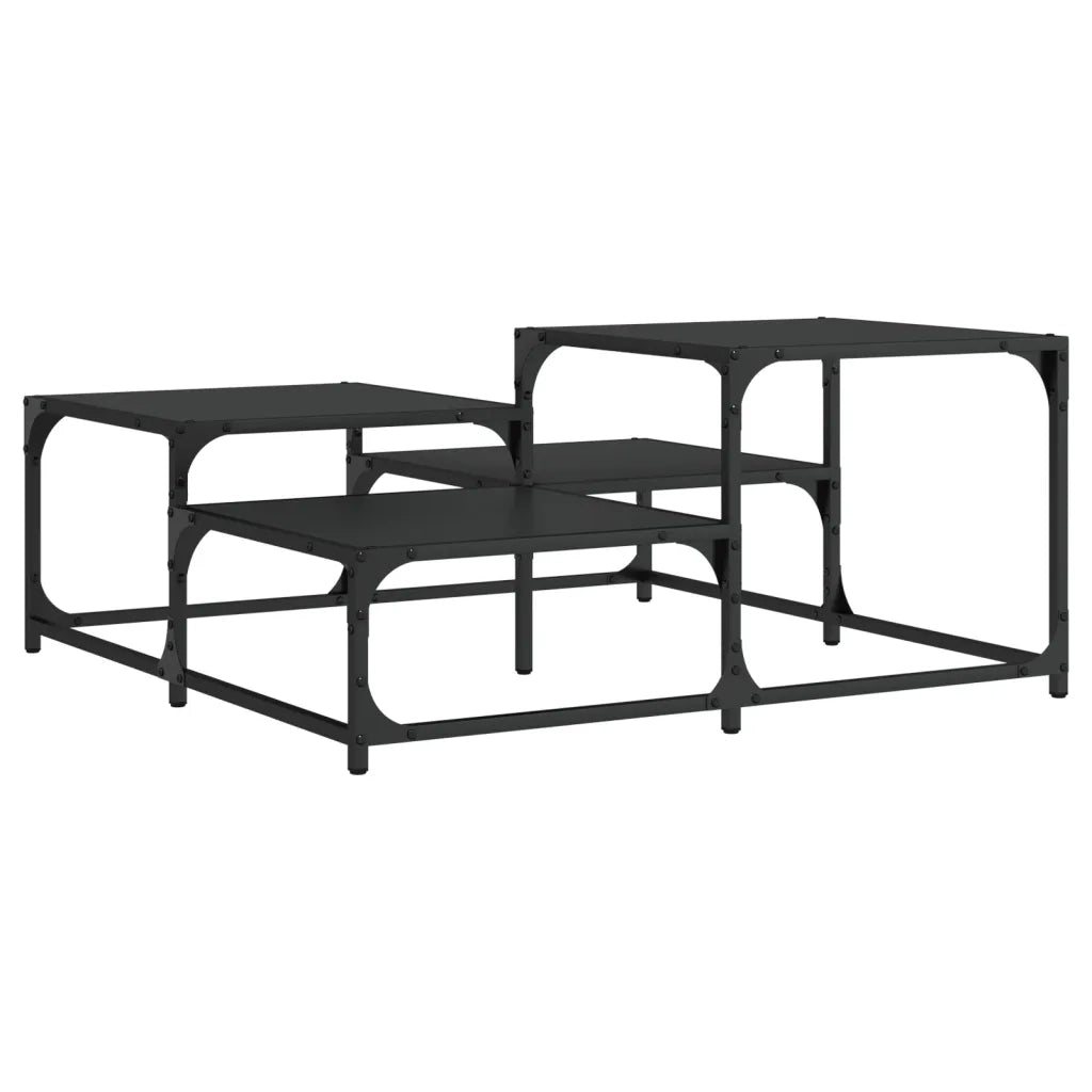 Tavolino da Salotto Nero 87,5x87,5x40 cm in Legno Multistrato 837742