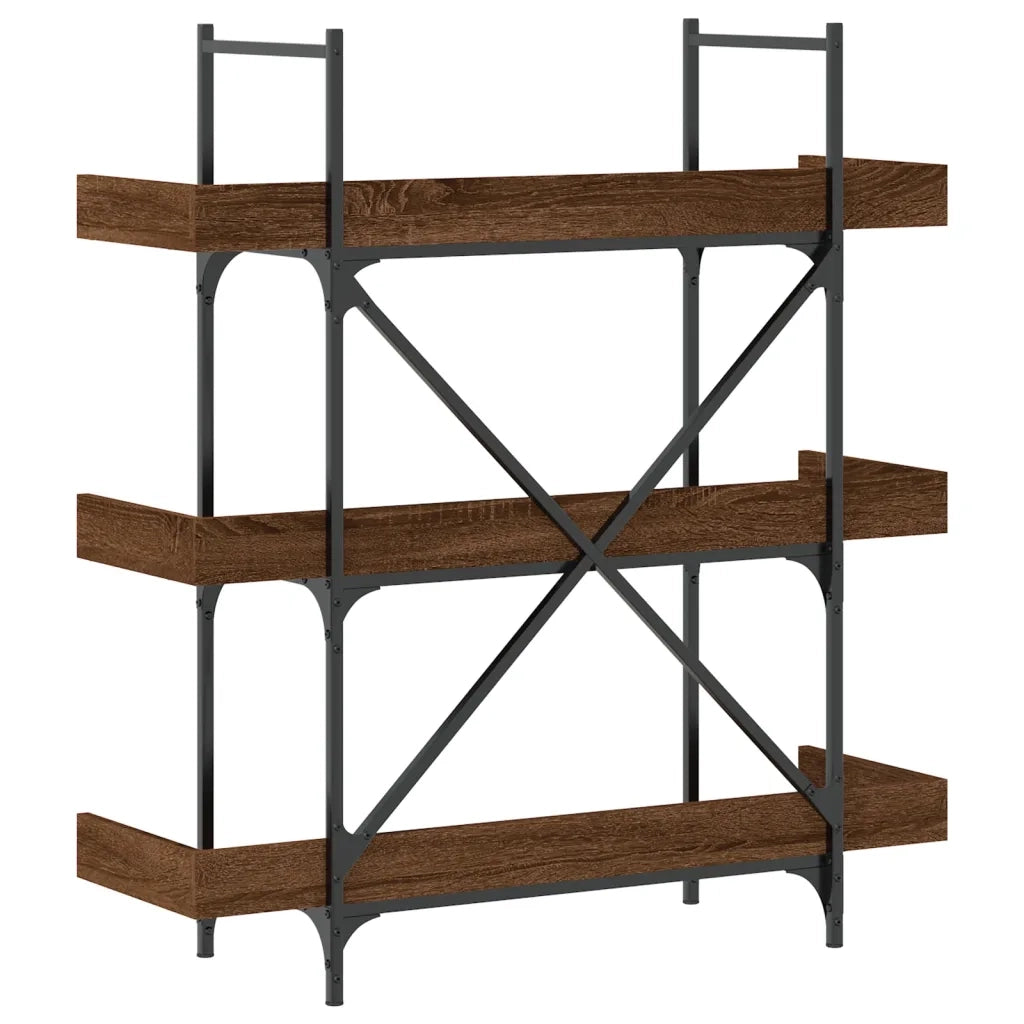 Libreria 3 Ripiani-Scaffale per Libri-Mobile di Stoccaggio Rovere Marrone 100x33x108,5 Legno Multistrato