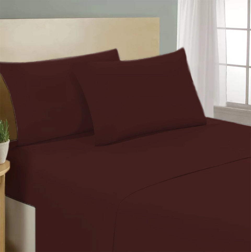 Lenzuolo letto sotto con angoli 100% puro cotone Made in Italy tinta unita Marrone - 1 Piazza e mezza francese