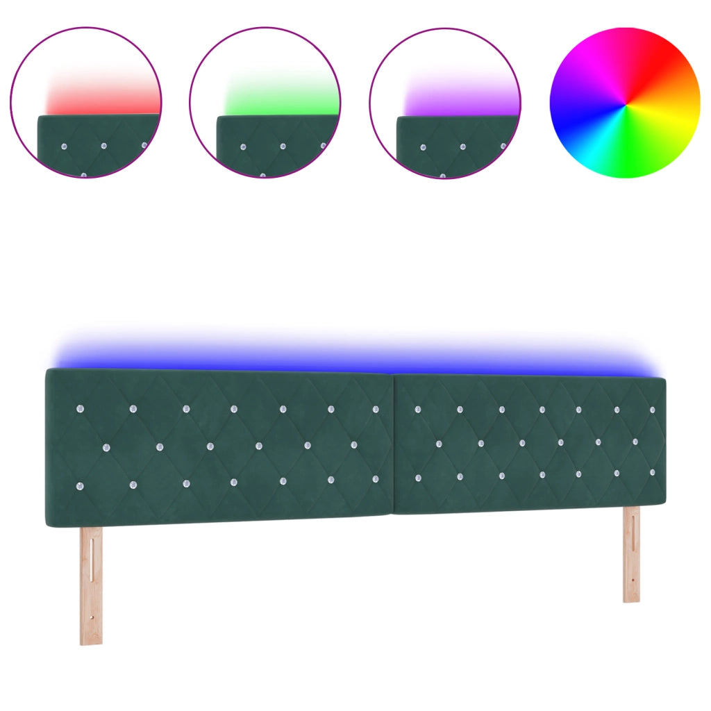 Testiera LED con Bottoni di Cristallo Imbottita Verde Scuro 100 cm Velluto