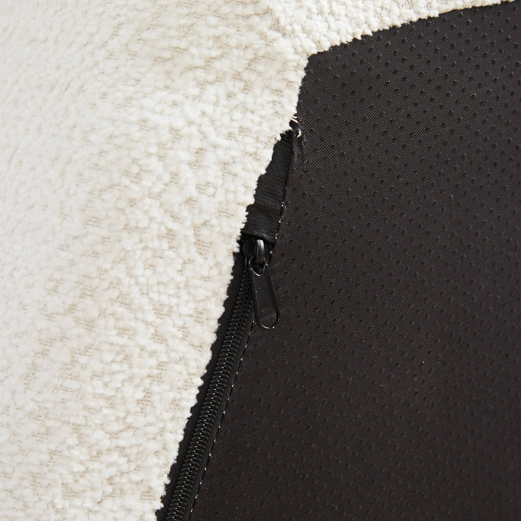 Poltrona a sacco esagonale, poltrona con braccioli, tessuto chenille, 3 cuscini di appoggio, non richiede montaggio, beige