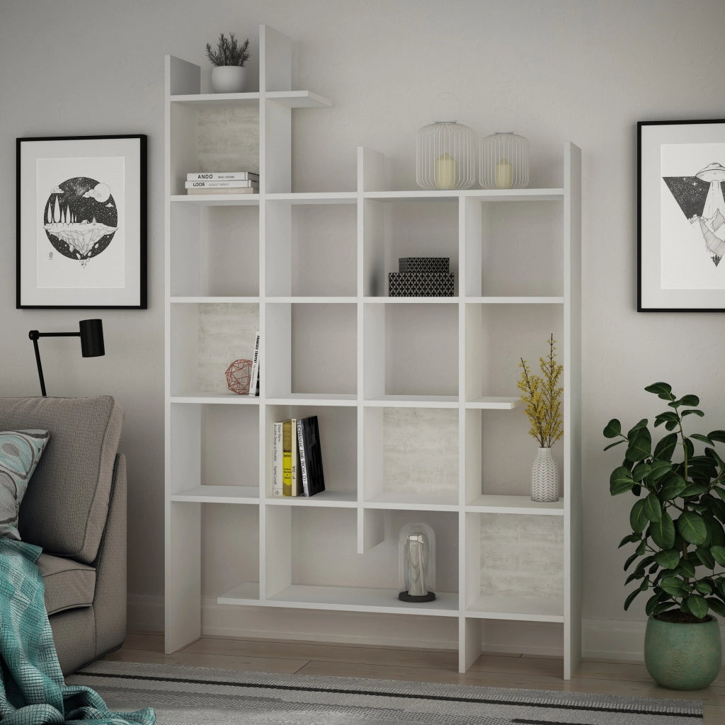 Libreria in legno "Manco" - 122 x 25 x 188 cm - Bianco