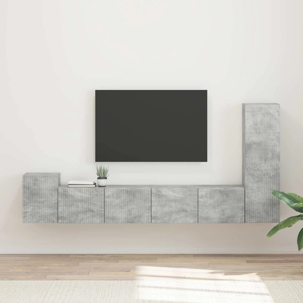 Set mobile TV 3 pz-Credenza per TV Grigio cemento Legno multistrato 985051