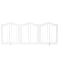 Cancellino per Cani Pieghevole a 3 Sezioni in Legno, 154.5x29.5x61cm, Bianco