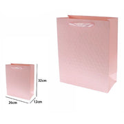Trade Shop - Set 2pz Borse Buste Regalo Shopper Rosa Goffrata Manico Tessuto 32x26x12cm 69930 -