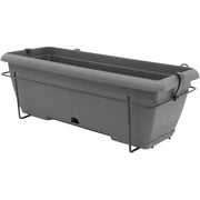Kit fioriera con supporto in metallo e vassoio integrato - GARDEN ID Teramo - Nero-anth 50 cm - Effetto pietra - Riciclato/riciclabile