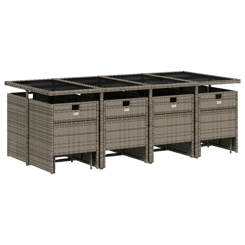 Set da pranzo da giardino da 13 pz con Cuscini in Polyrattan Grigio 3277752