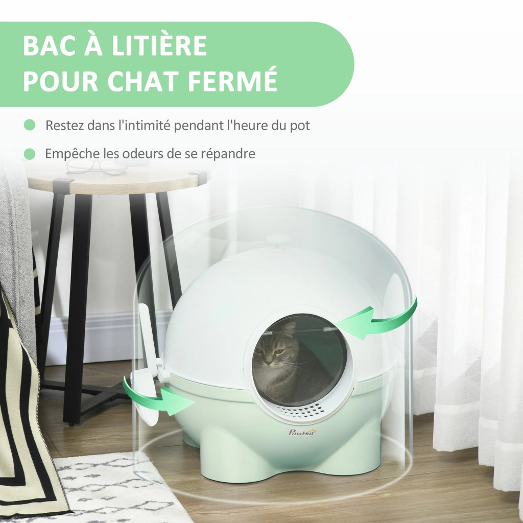 Mobile per lettiera gatto con porta ¨C zephmum ¨C verde e bianco 53x51x48 cm