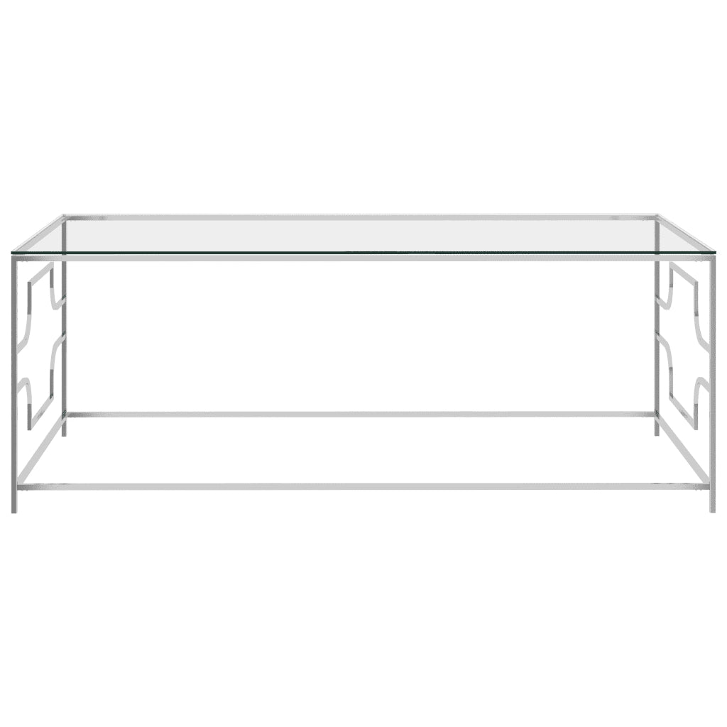 Tavolino da CaffÃ¨ Argento 120x60x45 cm in Acciaio Inox e Vetro cod mxl 17949