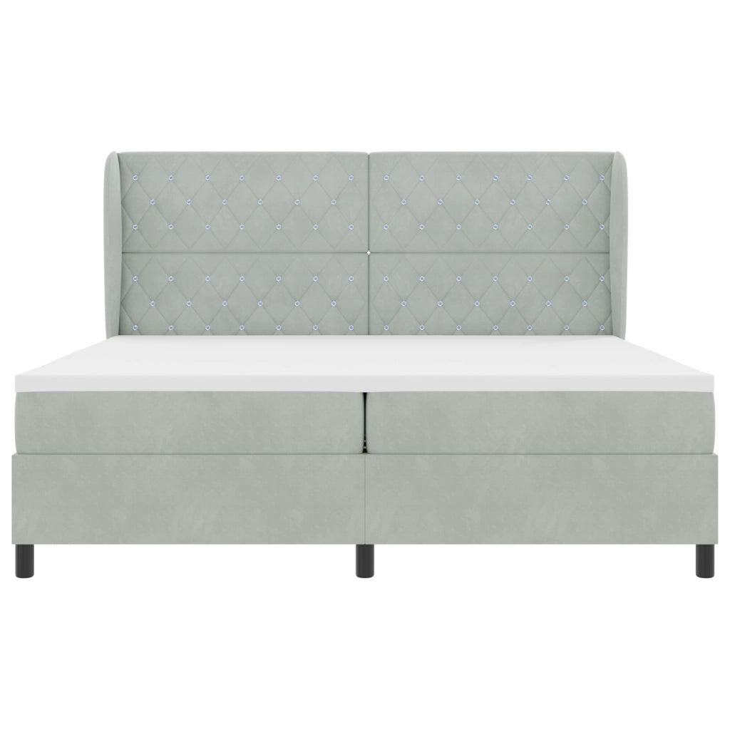 Letto Box Spring con Materasso Grigio Chiaro 200x200 cm Velluto