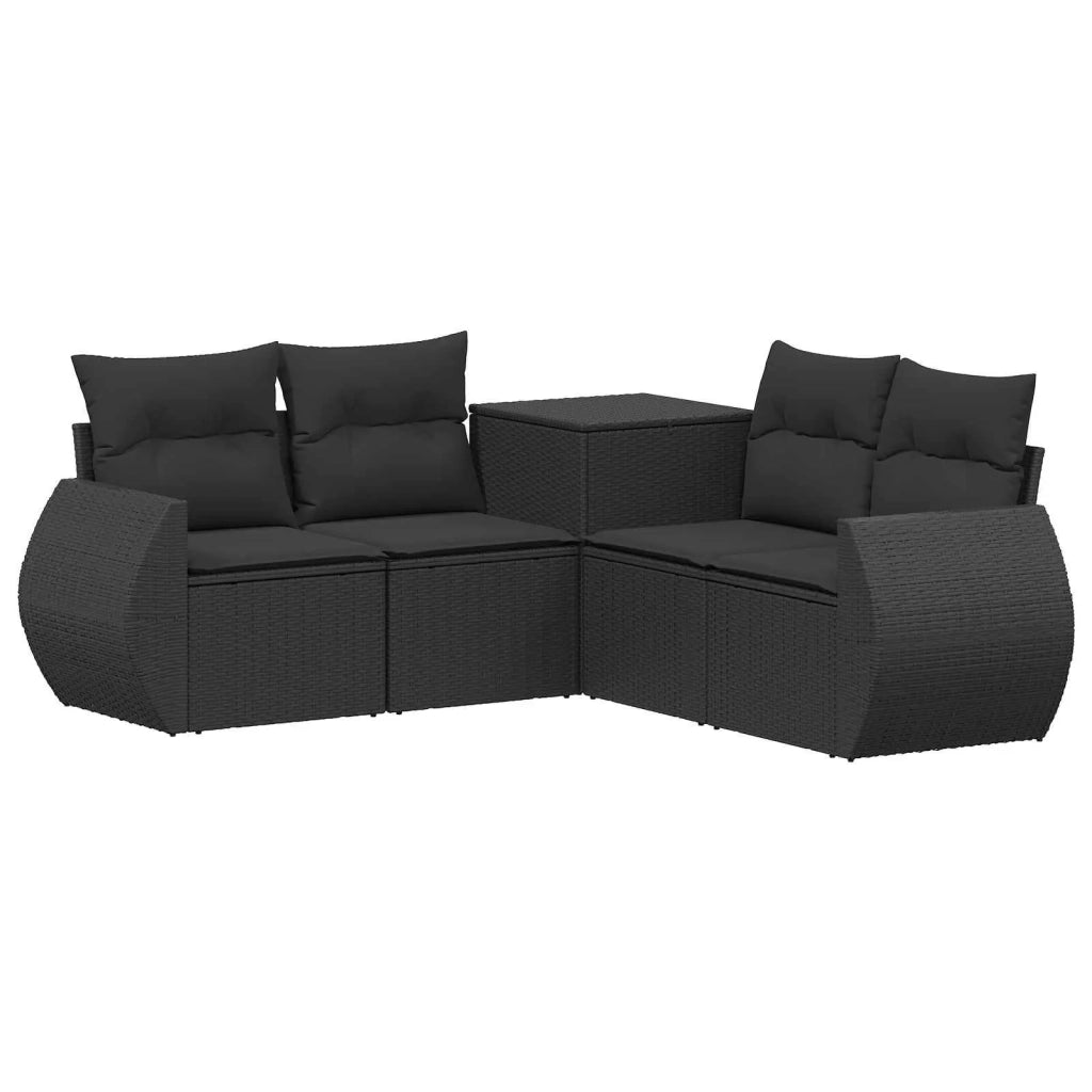 Set di divani 5 pz Nero Rattan sintetico e Acciaio 3447888