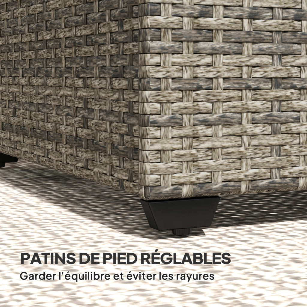 Tavolino da giardino in polyrattan con piano in vetro temperato ¨C Xylo ¨C Grigio 90x50x38cm