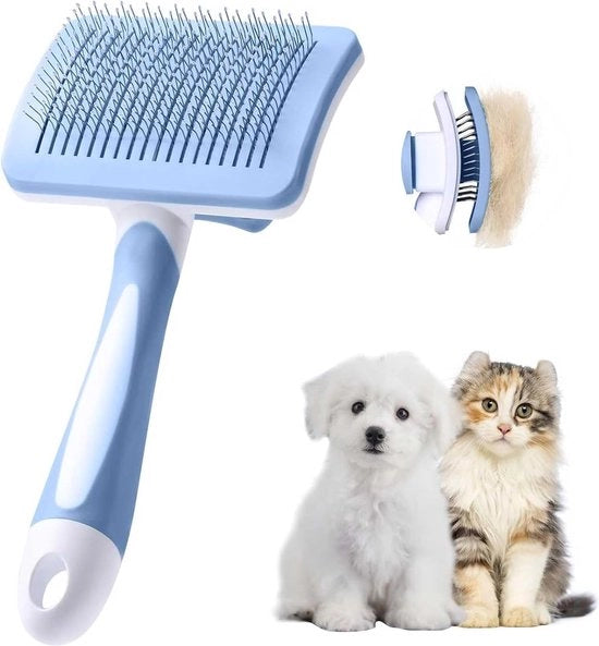 Rimozione peli sottile azzurra - Spazzola auto pulente per cani e gatti piccola