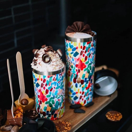 Tazza da viaggio in acciaio inossidabile per adulti unisex con design multicolore di Arty Lou, unico formato, bottiglia di acqua in acciaio inossidabile.