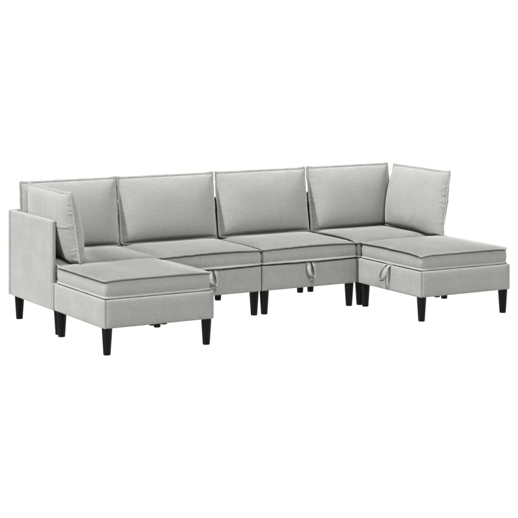 Set di mobili per il soggiorno 6 pcs Grigio chiaro Tessuto 3413802